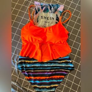 Shein Bikini 2X. NEW NEVER WORN Super cute orange top with ruffle